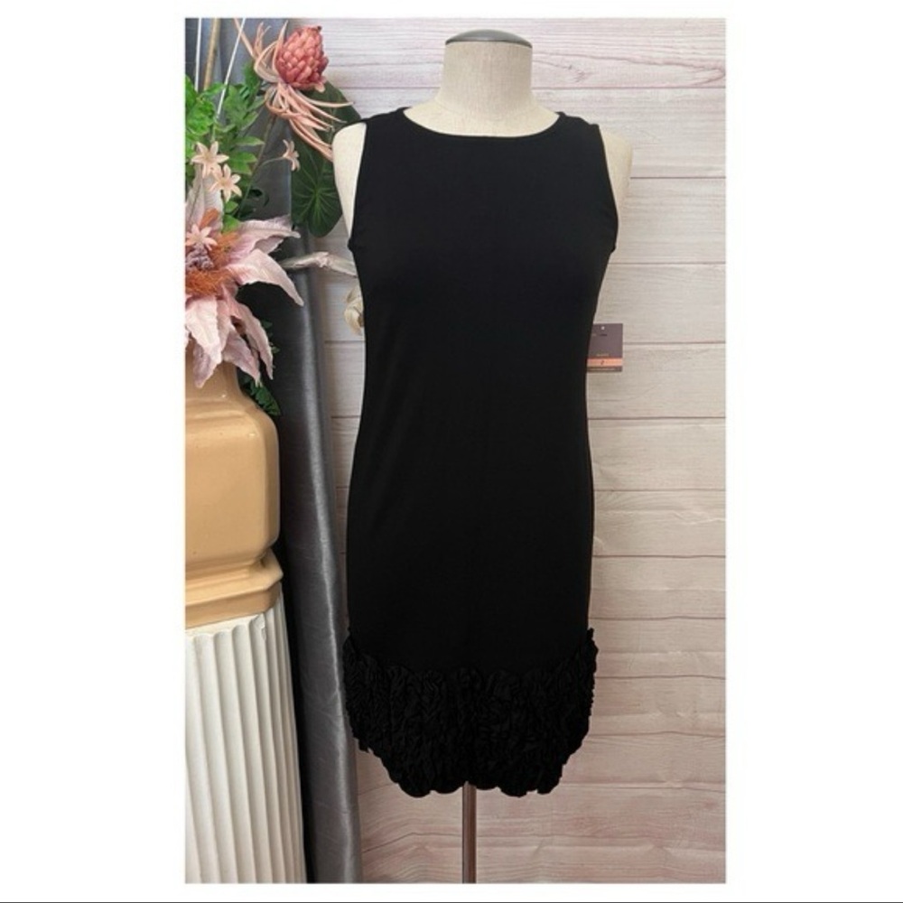 A1 -- NWT black ANN TAYLOR sleeveless ruffle bottom knee length dress sz 2 $169